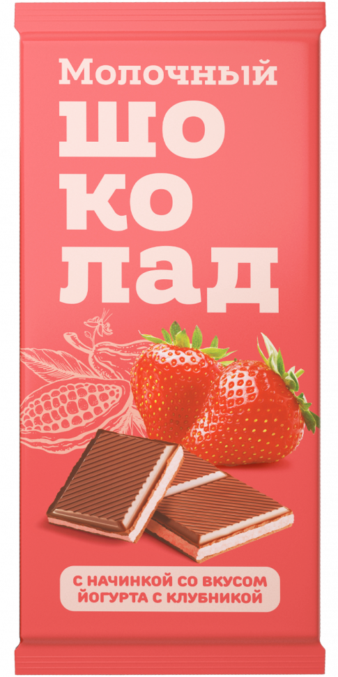  Меренга Шоколад молочный с начинкой Йогурт-Клубника,(блок 24шт по 80г)   в Вологде