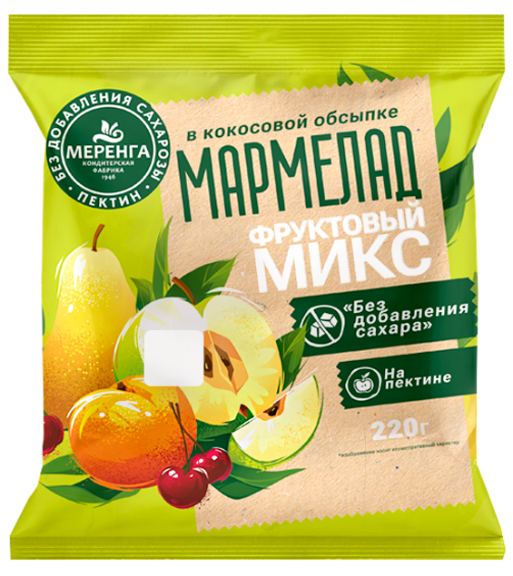  Меренга Мармелад без сахара в кокосовой обсыпке Фруктовый микс, 220г   в Вологде