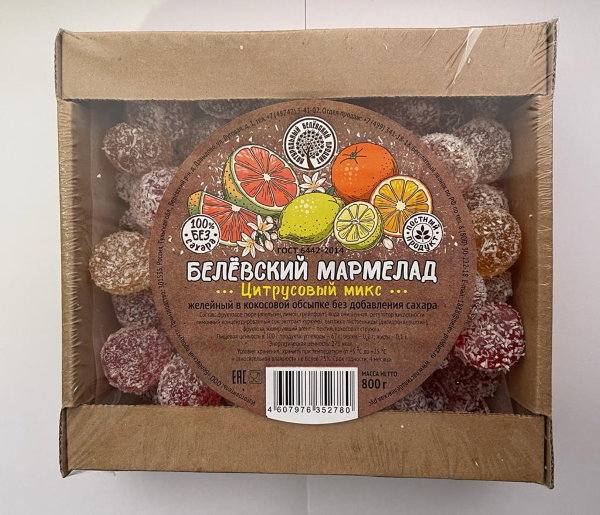 №1 Мармелад белевский на фруктозе 800г "Цитрусовый микс"    в Вологде