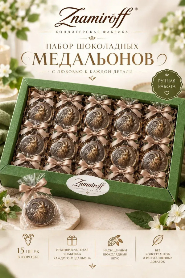 №1 Фигурный шоколад набор Медальоны Козлики(15шт по 40г) в Вологде