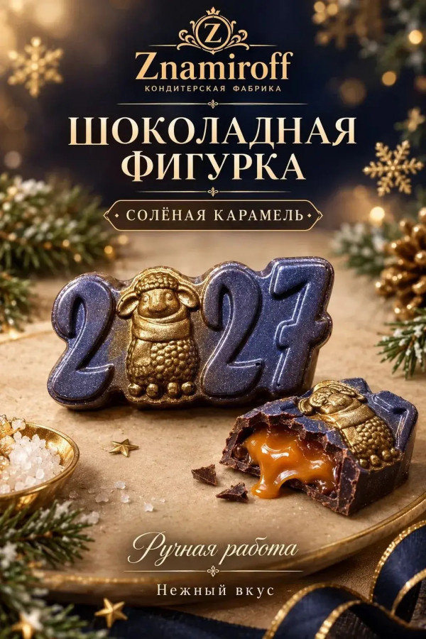 №1 Шоколад фигурный "Год 2027" молочный шоколад с начинкой солёная карамель(блок 5шт по 70г) в Вологде